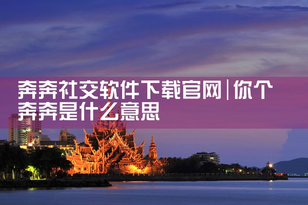奔奔社交软件下载官网